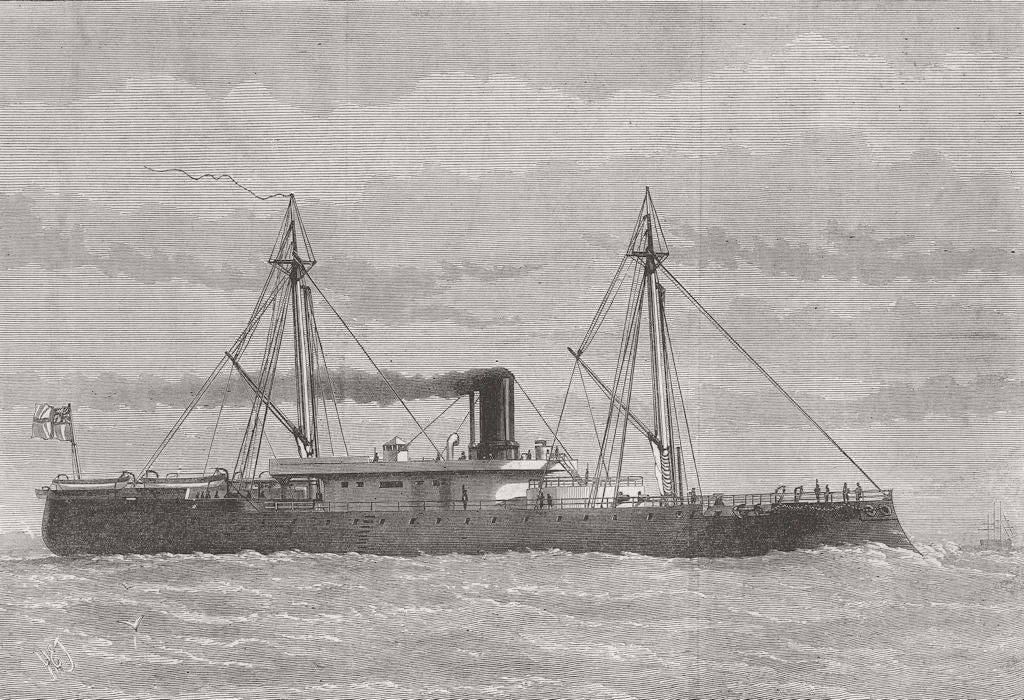 SHIPS. H M Iron-Clad ram Rupert 1874 old antique vintage print picture